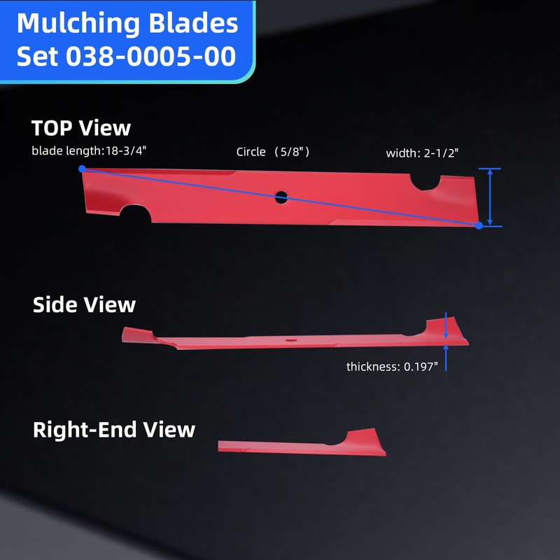 MAXPRO 3 Packs Mower Blades Mulching Blades Set for Bad
