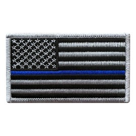 USA Flag Subdued Thin Blue Line Police Tactical Patch [3.5 X 2.0-Hook-BP7]