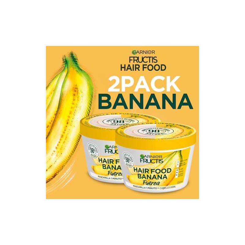 Kit Garnier Fructis HairFood Banana mascarilla para cabello débil 2Pack