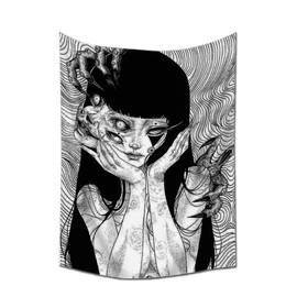 EWRITN Canvas Anime Tomie Revenge Junji Ito Tapestry, Hanging Dorm Party Backdrop Decorations Home Decorations for Living Room Bedroom(60 x 40 in)