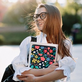 NICENEEDED Book Sleeve with Zipper, Flower Leaf Book Covers Book Pouch Floral Printed Pouch Sleeves, Front Pocket Book Protector Waterproof BookCover Case