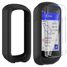 Braleto Silikon Hülle +2 Displayschutz schutzfolie Kompatibel mit Garmin Edge Explore 2,9H Härte Glas Displayschutzfolie GPS Bike Computer Zubehör (Schwarz)