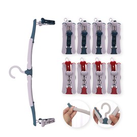 Eowppue 8 Pcs Folding Clothes Hangers with Clips, Travel Coat Hangers,360 Degree Rotating Hook, Portable for Travel Outdoor Camping, Save Space for Holiday Camping, Indoor, Hotel and Outdoor Use