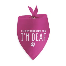 I'm Not Ignoring You I'm Deaf Dog Bandana for Large Medium Small Dogs Deaf Accessories Pet Triangle Scarf Funny Dog Bandana Gifts Photo Prop Pet Scarf Accessories Christmas Puppy Gifts