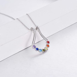 VONALA 7 Chakra Necklace for Women 925 Sterling Silver Ring Holder Pendant Jewellery Gifts for Wife Nurse