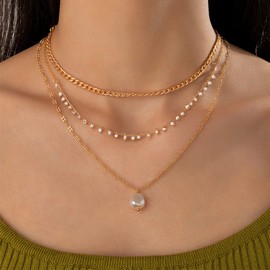 Necklaces for Women Layered Choker Necklace Coin Star Charm Necklace Pearl Necklace Gold Chain Necklace Dainty Stacked Necklaces Jewelry Gift