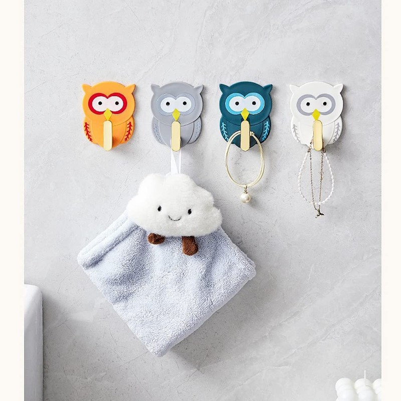 JruiZhp Cute Coat Hooks Mixed Color Self Adhesive Owl Hook,