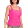 RELLECIGA Women's Hot Pink Bandeau Ruched Tankini Top Swimsuits Size