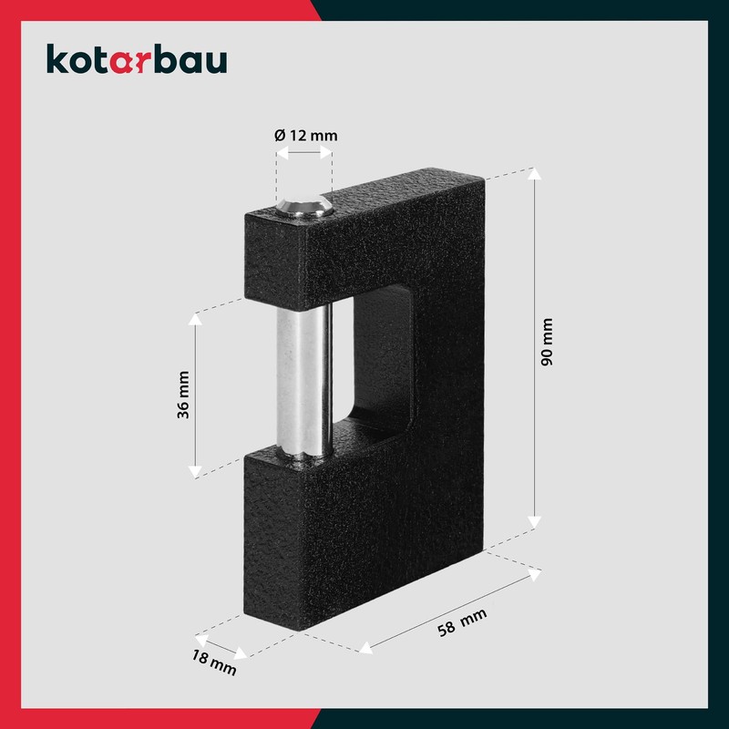KOTARBAU® Cast Iron Padlock 90 mm Monoblock Padlock with Bolts