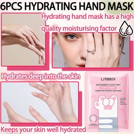 6PCS Hydrating Hand Mask Gifts Set,Intensive Cute Hand Masks for Dry Cracked Hands,Gentle Long Lasting Hand Masks Moisturizing Gloves for Soft and Smooth Touch Hands