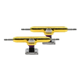 Teak Tuning Prodigy Pro Inverted Fingerboard Trucks with Gold Colored Locknuts & Urethane Tuning, Gold Colorway - 34mm Width - Inverted Kingpin, Solid Axle Style - Tuned & Assembled