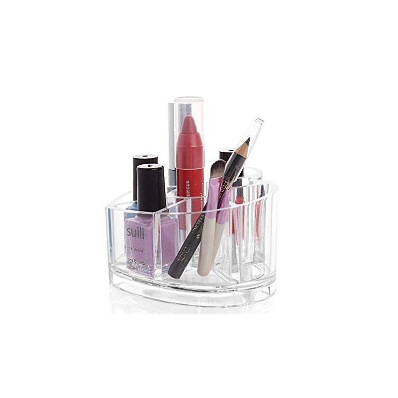 DJUNXYAN 8 Compartments Heart Shaped Transparent Acrylic Lipstick Makeup Brush