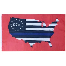 Betsy Ross Thin Blue Line 1776 USA Map 100D 3x5 Flag Trump Police Lives Matter