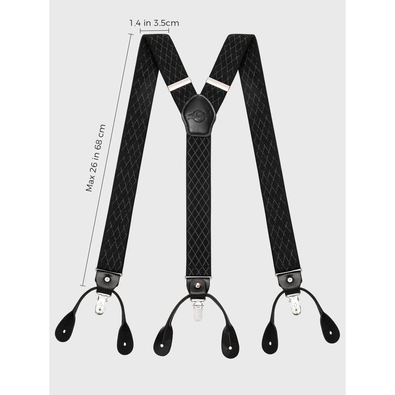 Kohentact Men's Braces with Clip and Button Fastening, Includes 6