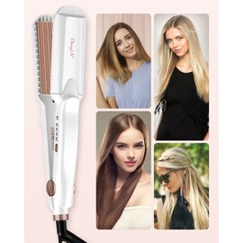 CkeyiN 3-in-1 Haarglätter mit Zopf-Effekt, kleine Wellen, gewellt, mit 3 austauschbaren Titan-Keramik-Platten, zum Wellen des Haares, Glätteisen, Wellen, Zig Zag