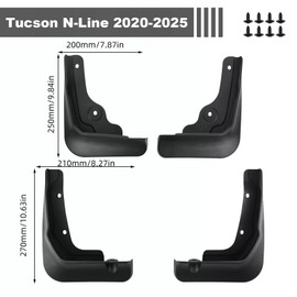 4 Pcs Car Mud Flaps for HYUNDAI Tucson N Line 2020-2025, Splashproof Front Rear Car Fenders, Auto Mud Flaps Splash Guards, No Drilling Decorative Mudguard Wheel Baffle Protection Easy Installation