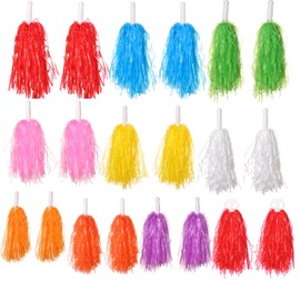 gofidin 12Pairs Pom Poms Cheerleading Sports Spirited Plastic Cheer Pompoms with Handles for Kids Adults Team Party Dance Cheering