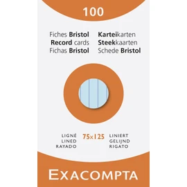 Exacompta - Ref 13851X - Bristol Lined Record Cards (Pack of 100) - 75 x 125mm in Size, 205gsm Card, Compatible with Printers - Suitable for Exam Revision & Notes - Assorted Colours