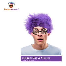 Costume Adventure Purple Wig and Glasses Costume Wig Glasses - One Size