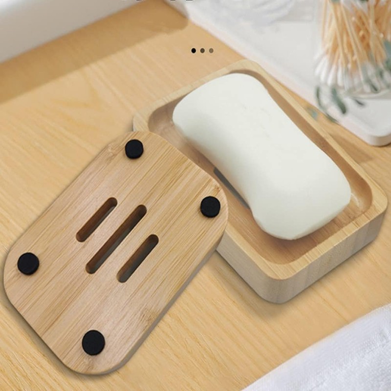 Kandid Bamboo Soap Dish - Curved Elevated Design with Drainage