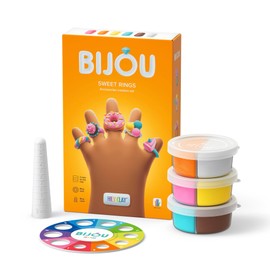 Hey Clay Bijou - Clay Set for Making Accessories - Air-Drying Clay with Tools and Interactive App for Children from 3 Years (Sweet Rings)