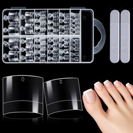 Kiiwah Pack of 240 Artificial Toenails Kit, 12 Sizes False Toenails for Sticking, Half Cover Acrylic Artificial Toenail Tips, False Toe Nail with Box for Women Nail Art DIY