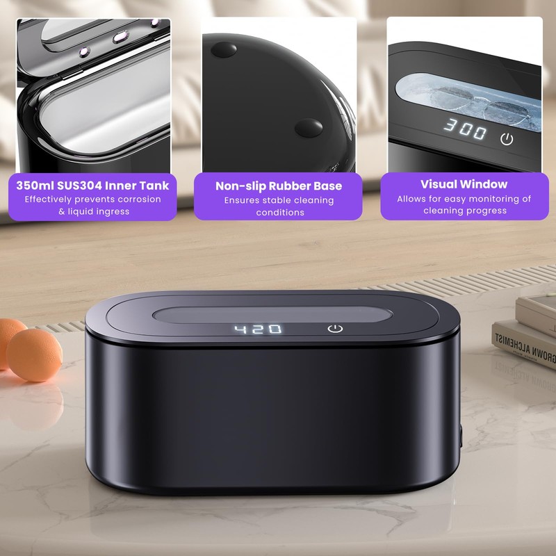 Ultrasonic Jewelry Cleaner, 48KHz Professional Ultrasonic Cleaner for Eyeglasses, Rings,