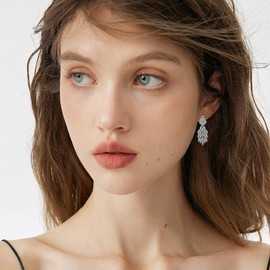 MICSAVI Women's 925 Silver Drop Earrings, Tassel Dangle Earrings with Zirconia Stones for Wedding, Prom, Hypoallergenic Statement Earrings with Safety Clasp, Silver 925 Zirconia, Cubic Zirconia