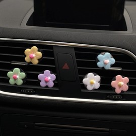 6 Pcs Daisy Air Vent Clips, Cute Flower Car Air Fresheners Vents Clips Car Diffuser Vent Clip Glam Car Interior Decor Charm Daisy Cute Car Accessories Car Decoration for Women Girls (Vibrant Colors)