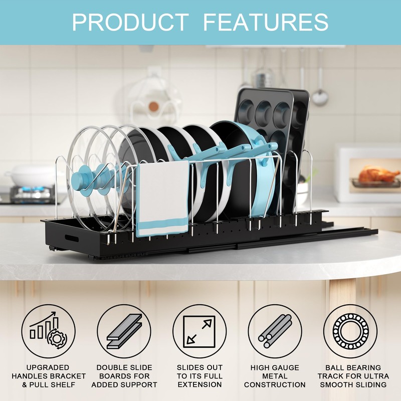 Golener Pots and Pans Organizer Under Cabinet - 22" Deep