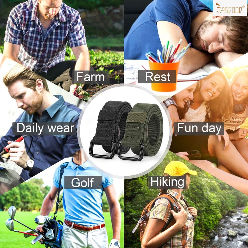 JASGOOD Men Canvas Fabric Belts Casual Web Cloth Belts with