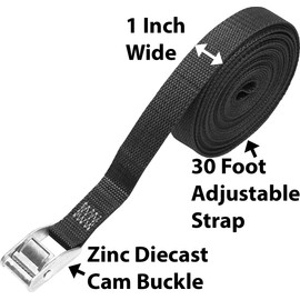 Rack-Strap 1 inch x 30 Foot Cam Buckle Cinch-Strap Tie-Down ( no hooks)