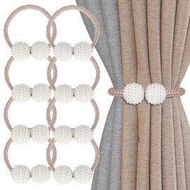 8 Pack Magnetic Curtain Tie Backs with Pearls,Modern Curtain Holdbacks Strap,Decoration for Kindergarten,Outside and Inside Drapes