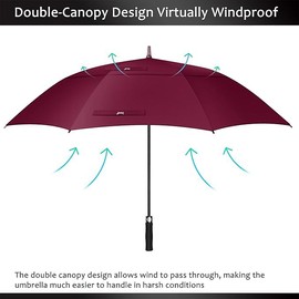 JPAXI Premium Windproof Golf Umbrella - 62/47/54 Inch Large Oversize Design for Rain Automatic Open Ultimate UV Protection- Water Repellent Double Canopy Vented - Best Sport Umbrella