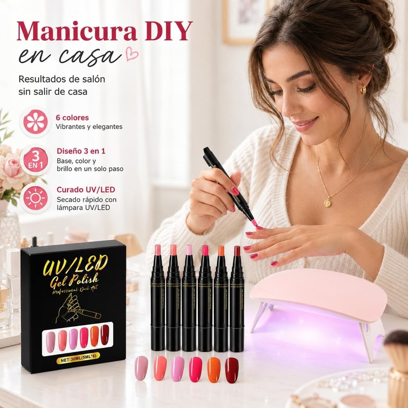 6 Piezas Pen Esmalte de Esmalte de Uñas, Rotuladores de