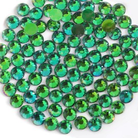 BEADSLAND Beadsland 288pcs Flat Back Crystal Rhinestones Round Gems for Nail Art and Craft Glue Fix, Aurora Green, SS30, 6.3-6.5mm
