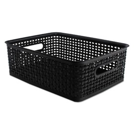 Advantus 40327 Weave Bins, 13 7/8 x 10 1/2 x 4 3/4, Plastic, Black, 2 Bins