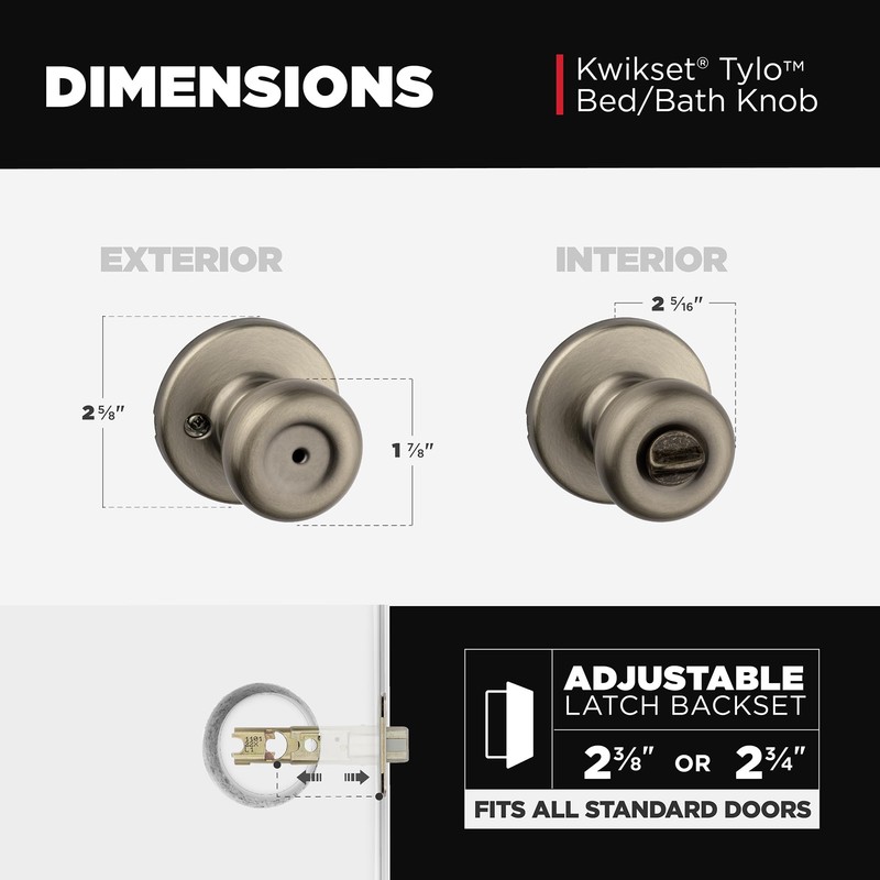 Kwikset 93001-869 Tylo Bed & Bath Knob in Antique Brass,