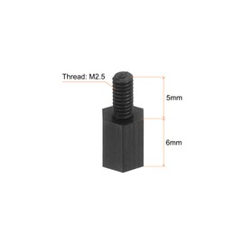 PATIKIL M2.5 Spacer Screws Nuts Pack of 50 PCB Male Thread IG Kit (6 mm + 5 mm, Black)