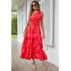 PRETTYGARDEN PRETTYGARDEN Women's Summer Floral Maxi Dress Knot One Shoulder