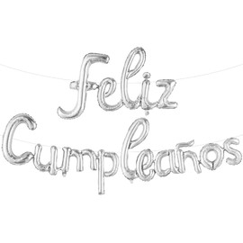 KatchOn Silver Feliz CumpleaÒos Balloons Banner - 15 Pcs, 16-inch | Birthday Decorations | Feliz CumpleaÒos Banner for Feliz Cumpleanos Decorations | Birthday Balloons for Birthday Party Decorations