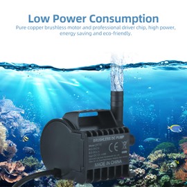 Decdeal Submersible 12V Water Pump, Electric 360L/H Small Fountain Pump with Max 9.2ft Lift, 6.5ft DC Female Plug and Suction Cup Base