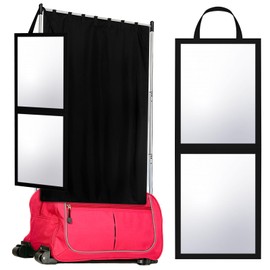 Windkream Backstage Hanging Mirror and Privacy Changing Curtain for Dance Bag Suitcase Set of 2 Portable Changing Room Travel Foldable Mirror Competition Dance Bag Accessories