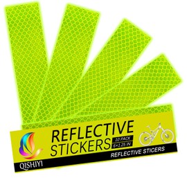 Qishiyi Reflective Stickers for Helmets & Bikes，3M Diamond Grade Tape，10-Pack 1.25x6 Inch Yellow-Green，Mailbox Trailer Hard Hat Safety