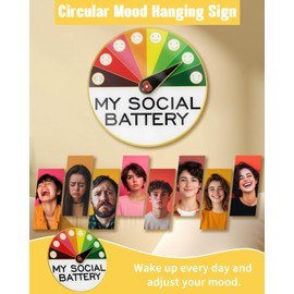 GooodiderX Social Battery Room decor ,Door Sign, 7 Emotion Expressions,Wall Sign, Acrylic Mood Door Signs for Out Door Decor,Funny Porch Accessories,House Gifts for Home,Office,Door,Living Room (White 2)
