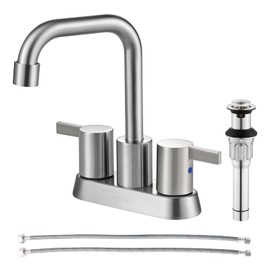 PARLOS 2 Handles Bathroom Faucet Brushed Nickel with Metal Pop-up Drain and Faucet Supply Lines, 1431602