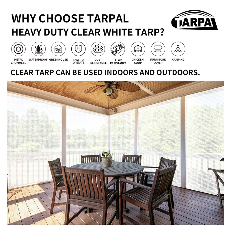 TARPAL 20'x20' Clear White Tarp Heavy Duty Waterproof 12mil with