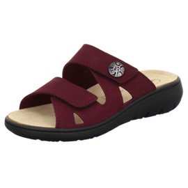 AFS Shoes 2808 Comfortable Ladies’ Leather Mules, Practical Work Shoes with Interchangeable Foot Bed, Comfortable Slippers - berry, size: 41 EU