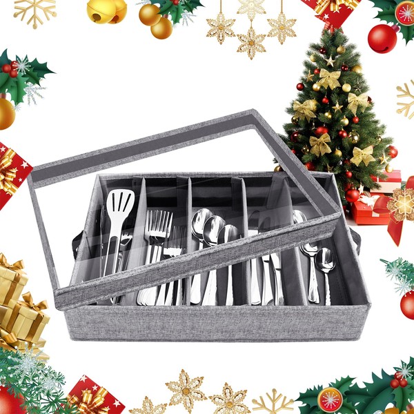 VERONLY Flatware Utensil Storage Case, Silverware Storage Box Chest Case