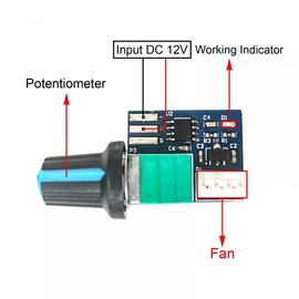 Fan Speed Controller, PWM Fan Control, DC 12 V 4 Wire Thermostat PWM Controller Speed Controller with Switch